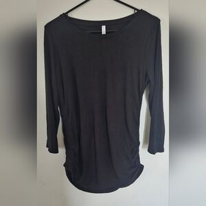 Tahari Black Long Sleeve Ruched Top